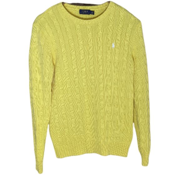 Polo Ralph Lauren Yellow Cable Knit Long Sleeve Sweater - Yellow - Large - Picture 4 of 15